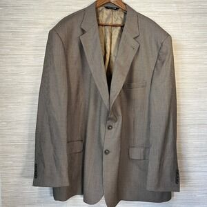 JOS A BANK Mens Blazer Sport Coat Houndstooth 56RG Wool 2 Button Tan